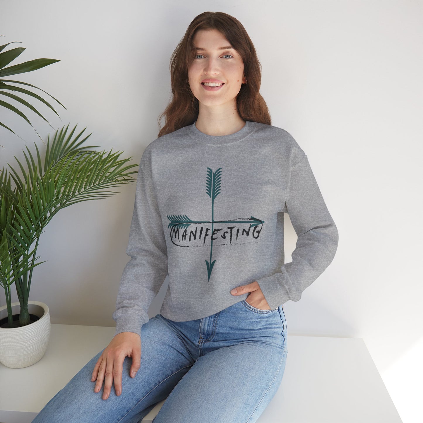 Manifesting Faith Crewneck Sweatshirt – Unisex Christian Comfort Wear | Inspirational Spiritual Gift | Cozy Faith-Based Loungewear