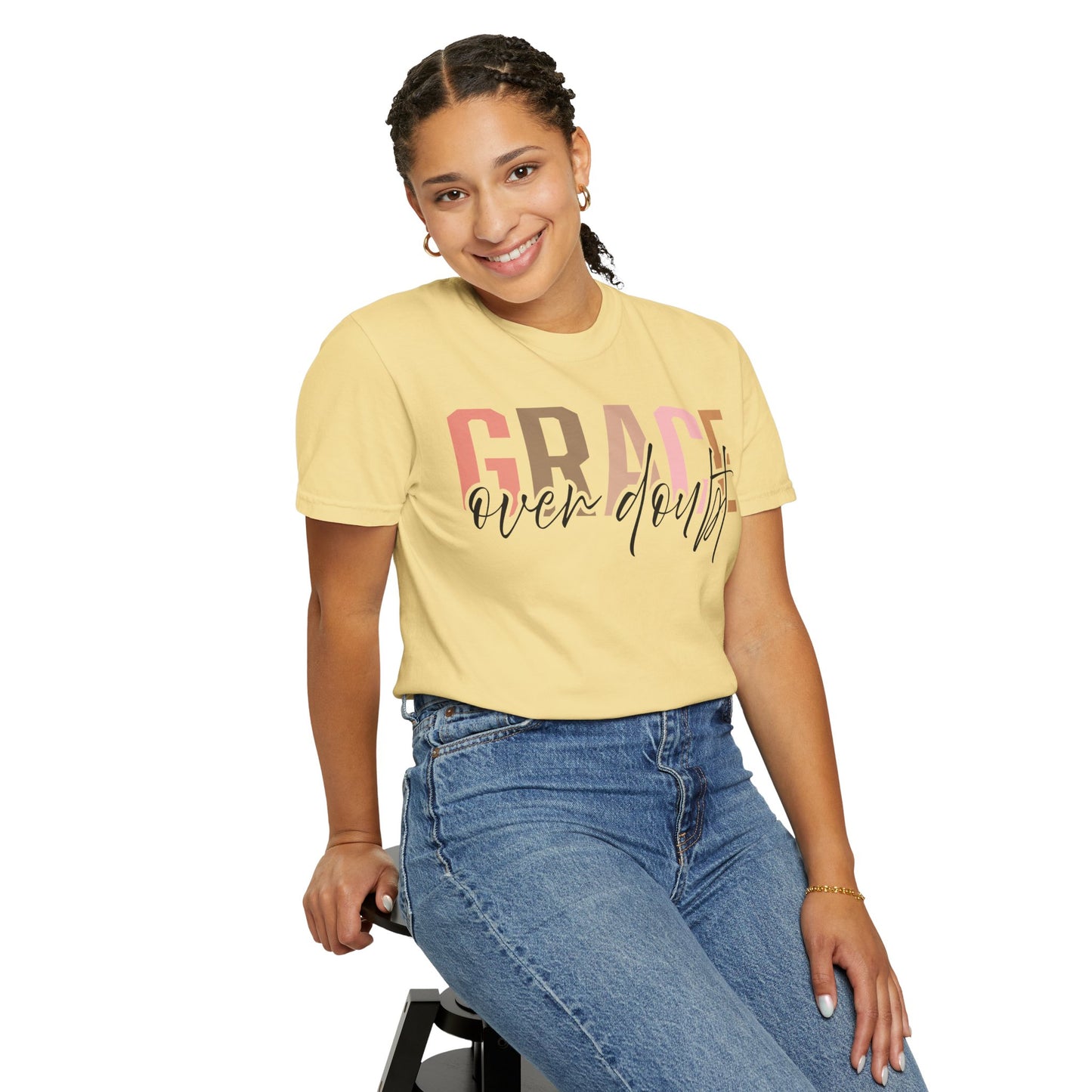 Grace Over Doubt T-Shirt - Unisex Garment-Dyed Tee, Inspirational Quote Shirt
