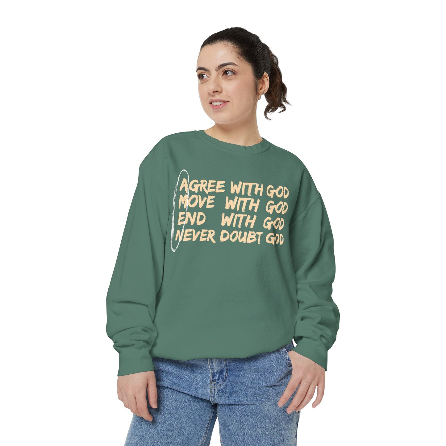 Positive Garment-Dyed Sweatshirt - Inspirational Motivational Jumper Cozy Crewneck