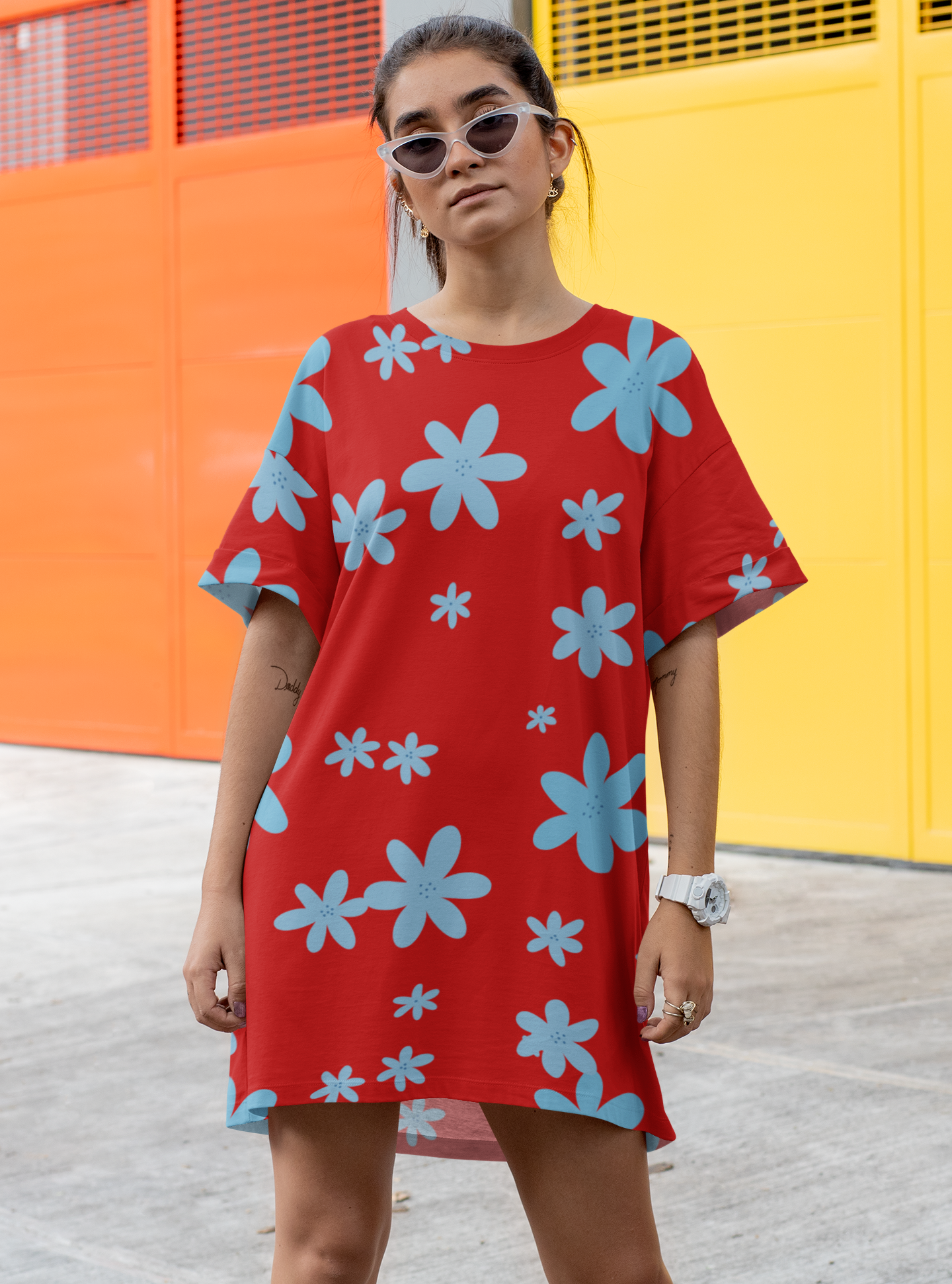 All-Over Print T-Shirt Dress for Women – Lightweight Casual Dress | Custom Cut & Sewn | Tagless, Comfy, Stylish Everyday Fit