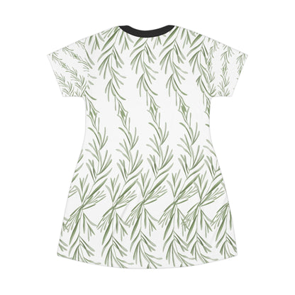 Botanical Print T-Shirt Dress – Casual Summer Style for Nature Lovers