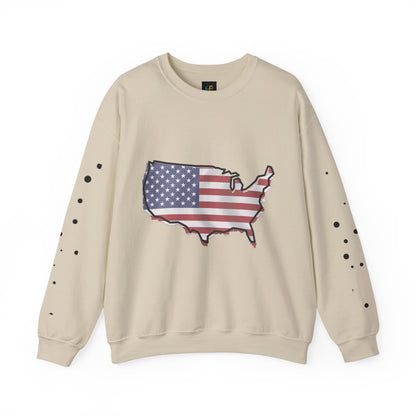 Cozy  USA Unisex Sweatshirt, Warm Crewneck with American Map, Comfortable Pullover, Soft Cotton Blend Shirt, Oversized Sweater for Men and Women