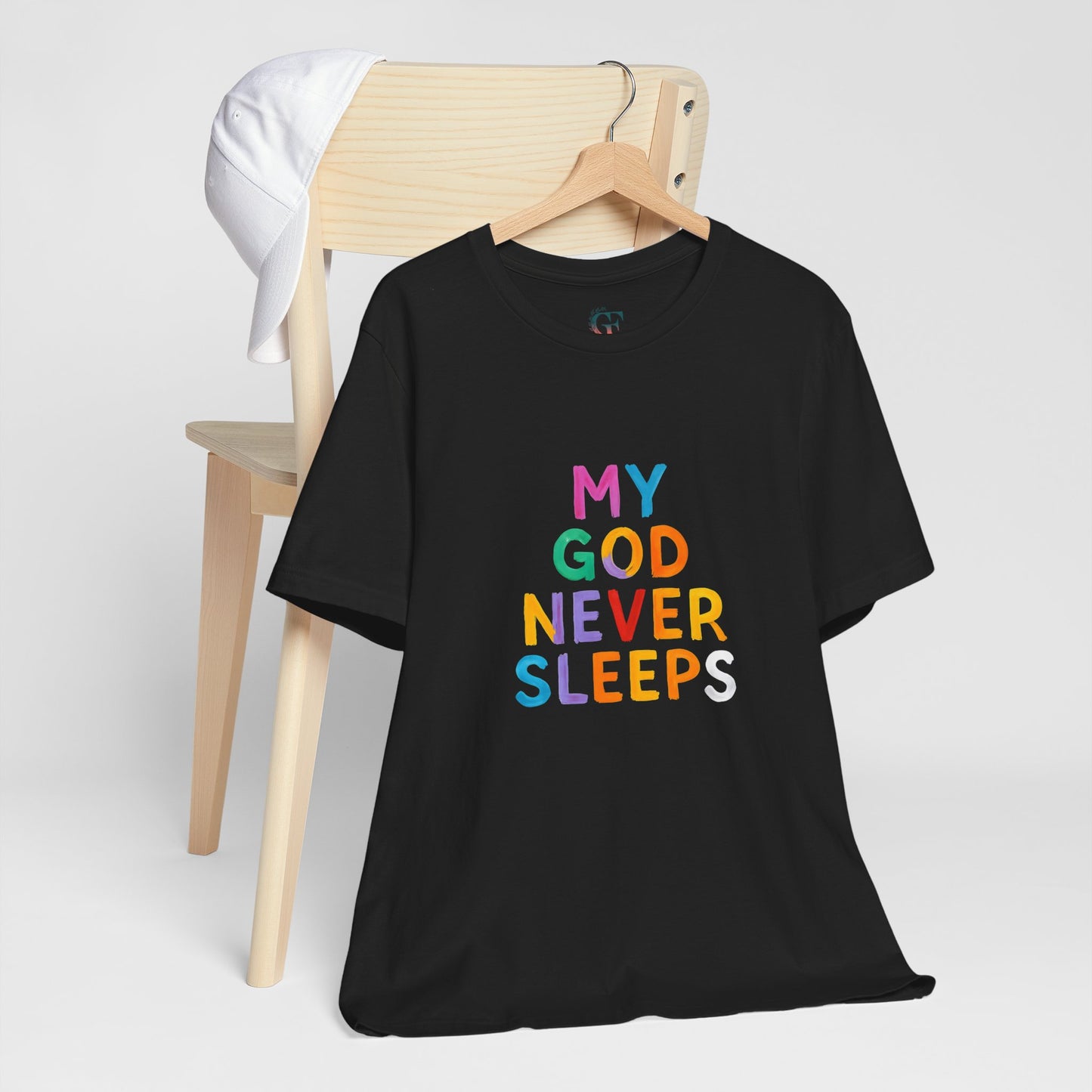Colorful My God Never Sleeps Inspirational T-Shirt