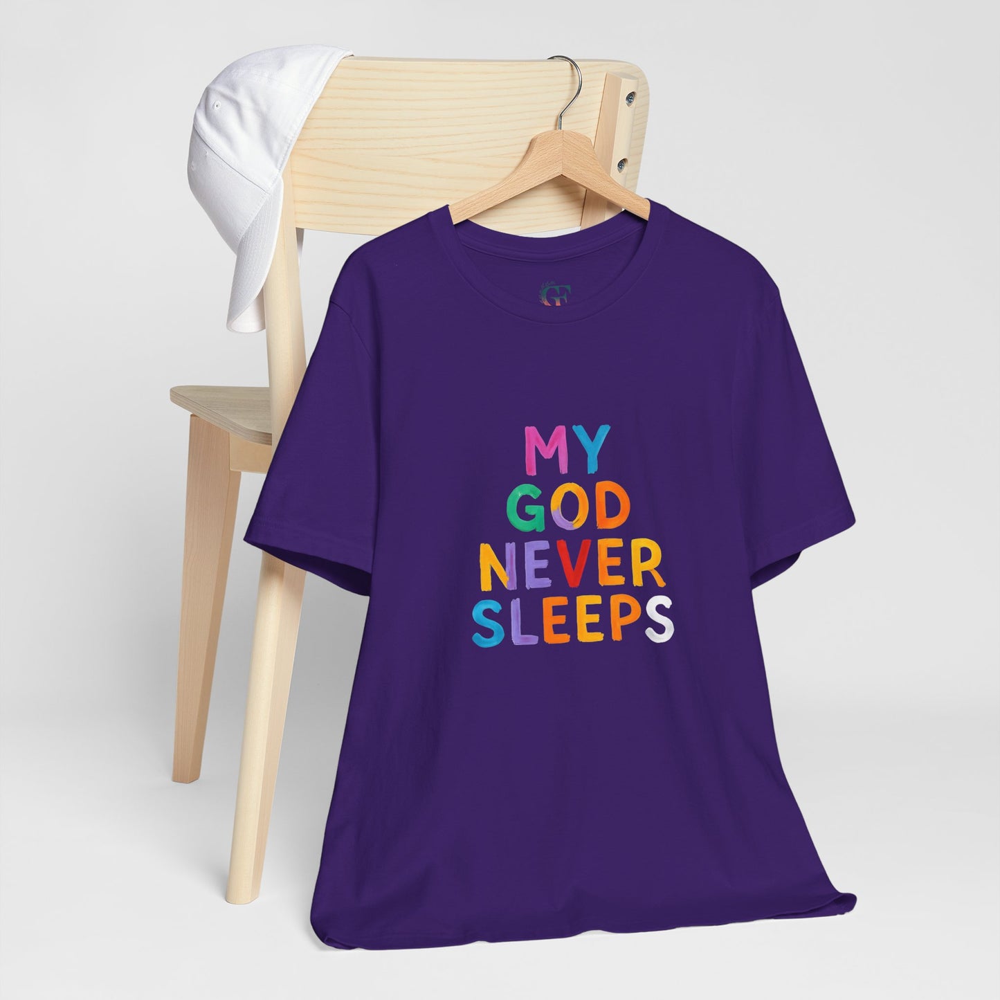 Colorful My God Never Sleeps Inspirational T-Shirt