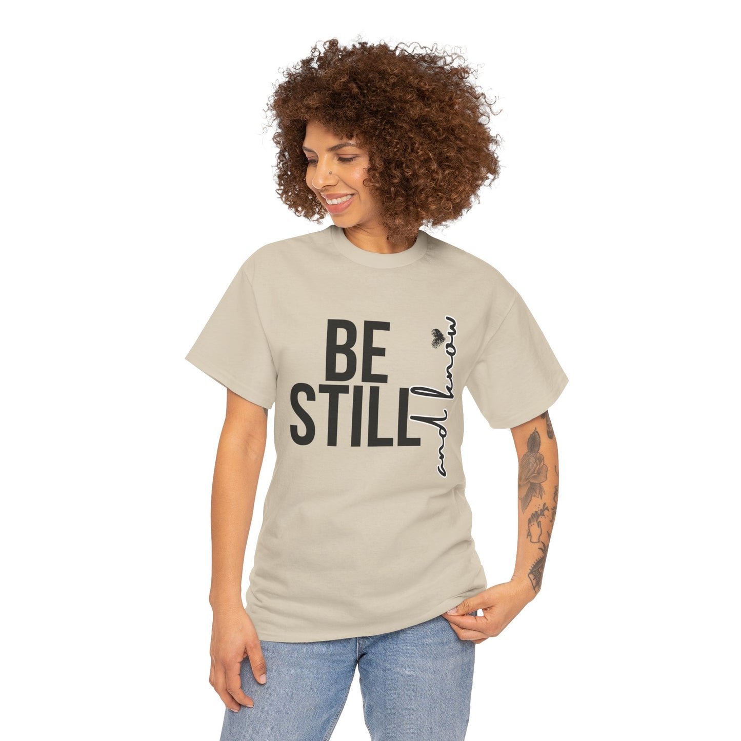 Inspirational Unisex Heavy Cotton Tee - "Be Still and Know" - Perfect for Mindfulness and Everyday Comfort