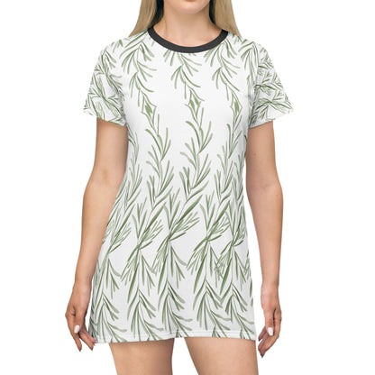 Botanical Print T-Shirt Dress – Casual Summer Style for Nature Lovers