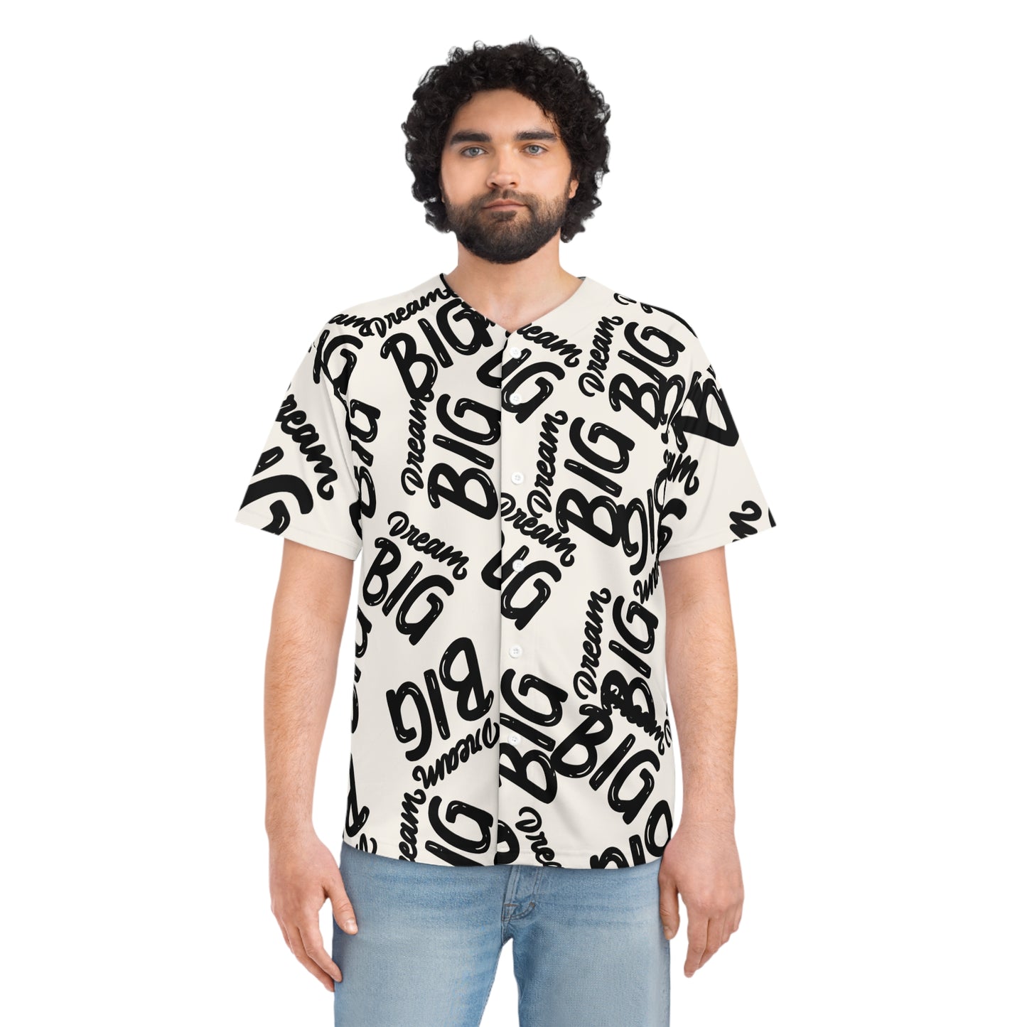 Dream Big Men's Baseball Jersey, Casual Streetwear, Gift for Dad, Summer Outing, Sports Theme, Trendy Fashion