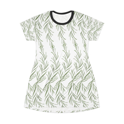 Botanical Print T-Shirt Dress – Casual Summer Style for Nature Lovers