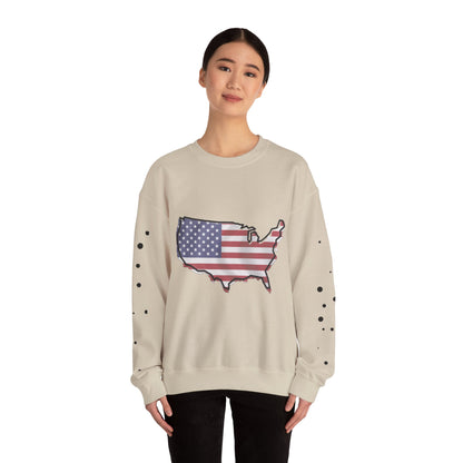 Cozy  USA Unisex Sweatshirt, Warm Crewneck with American Map, Comfortable Pullover, Soft Cotton Blend Shirt, Oversized Sweater for Men and Women