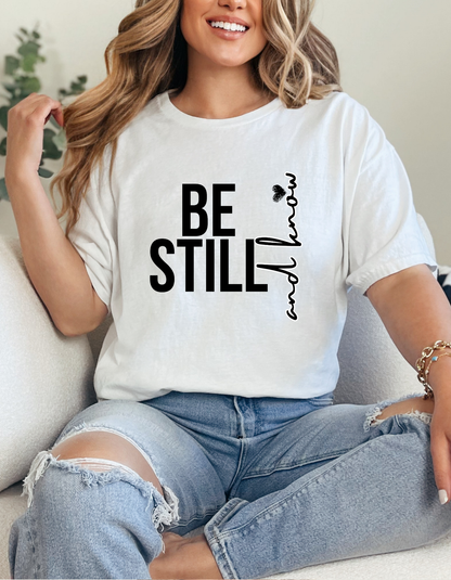 Inspirational Unisex Heavy Cotton Tee - "Be Still and Know" - Perfect for Mindfulness and Everyday Comfort