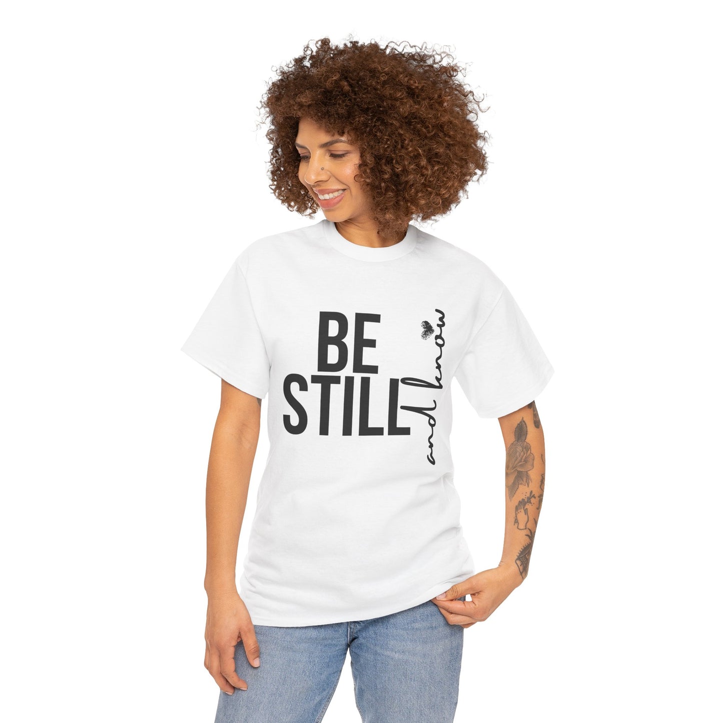 Inspirational Unisex Heavy Cotton Tee - "Be Still and Know" - Perfect for Mindfulness and Everyday Comfort