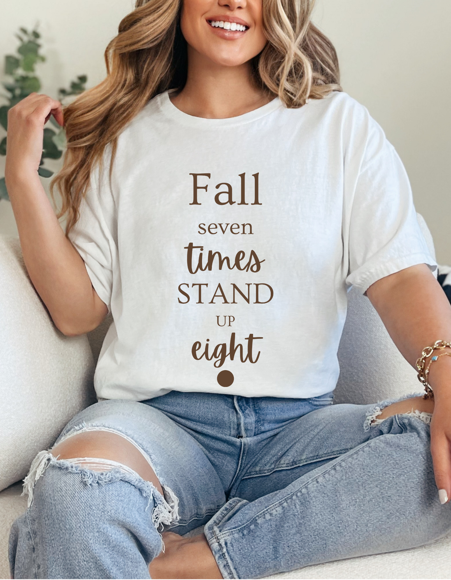 Unisex T-shirts Inspirational Unisex Heavy Cotton Tee - "Fall Seven Times, Stand Up Eight"