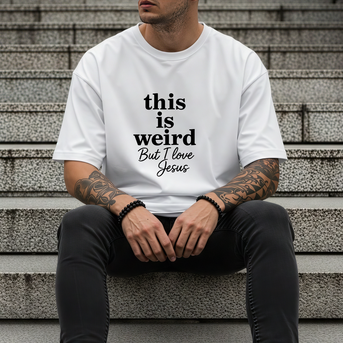 Christian Tee: Weird But I Love Jesus, Casual Christian Apparel