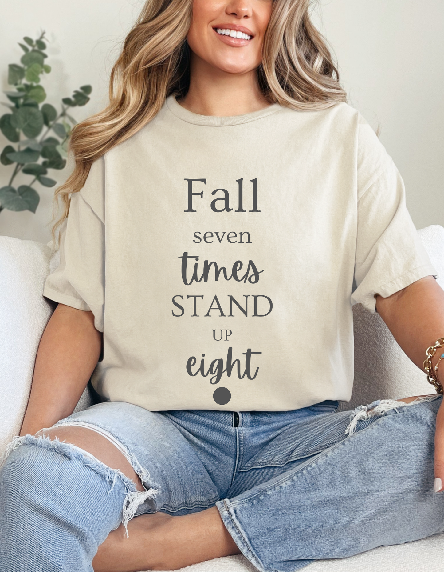 Unisex T-shirts Inspirational Unisex Heavy Cotton Tee - "Fall Seven Times, Stand Up Eight"