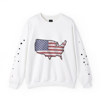 Cozy  USA Unisex Sweatshirt, Warm Crewneck with American Map, Comfortable Pullover, Soft Cotton Blend Shirt, Oversized Sweater for Men and Women