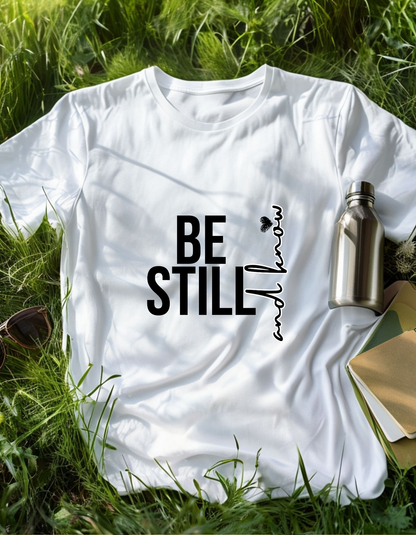 Inspirational Unisex Heavy Cotton Tee - "Be Still and Know" - Perfect for Mindfulness and Everyday Comfort