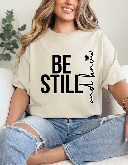 Inspirational Unisex Heavy Cotton Tee - "Be Still and Know" - Perfect for Mindfulness and Everyday Comfort
