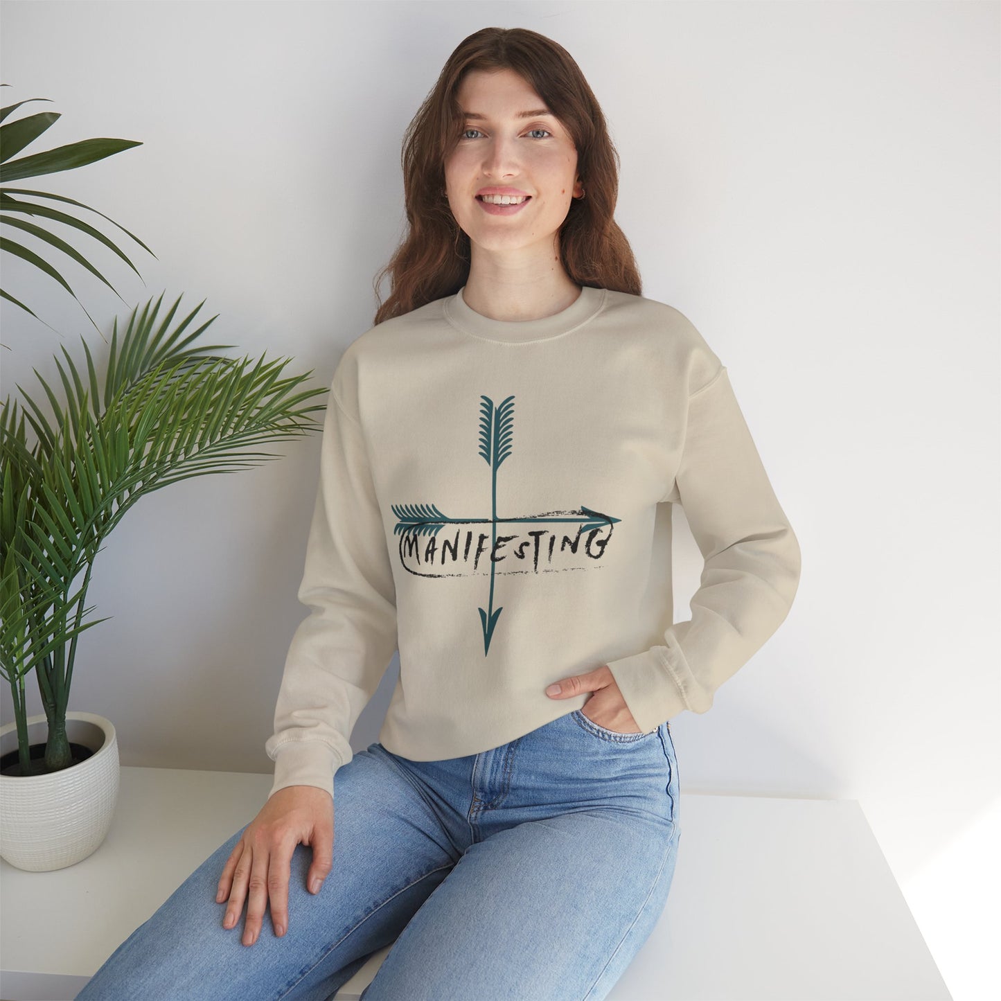Manifesting Faith Crewneck Sweatshirt – Unisex Christian Comfort Wear | Inspirational Spiritual Gift | Cozy Faith-Based Loungewear