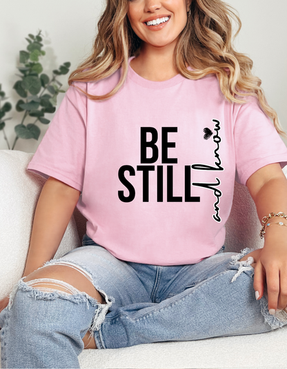 Inspirational Unisex Heavy Cotton Tee - "Be Still and Know" - Perfect for Mindfulness and Everyday Comfort