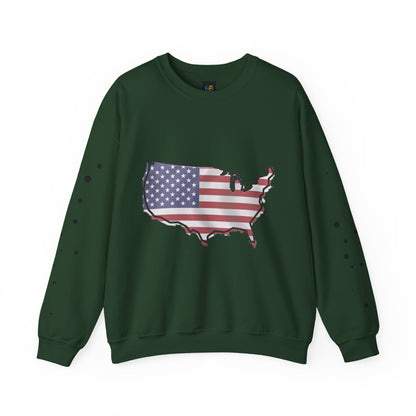 Cozy  USA Unisex Sweatshirt, Warm Crewneck with American Map, Comfortable Pullover, Soft Cotton Blend Shirt, Oversized Sweater for Men and Women
