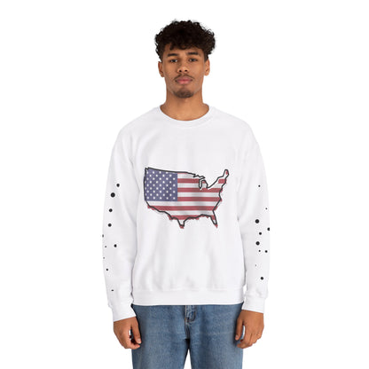 Cozy  USA Unisex Sweatshirt, Warm Crewneck with American Map, Comfortable Pullover, Soft Cotton Blend Shirt, Oversized Sweater for Men and Women
