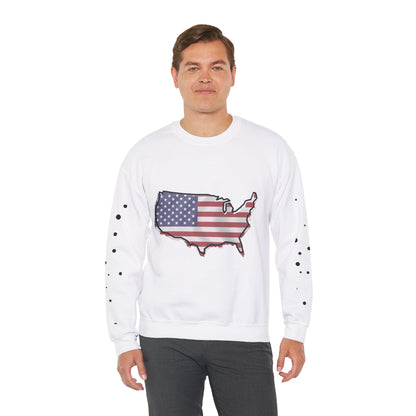 Cozy  USA Unisex Sweatshirt, Warm Crewneck with American Map, Comfortable Pullover, Soft Cotton Blend Shirt, Oversized Sweater for Men and Women