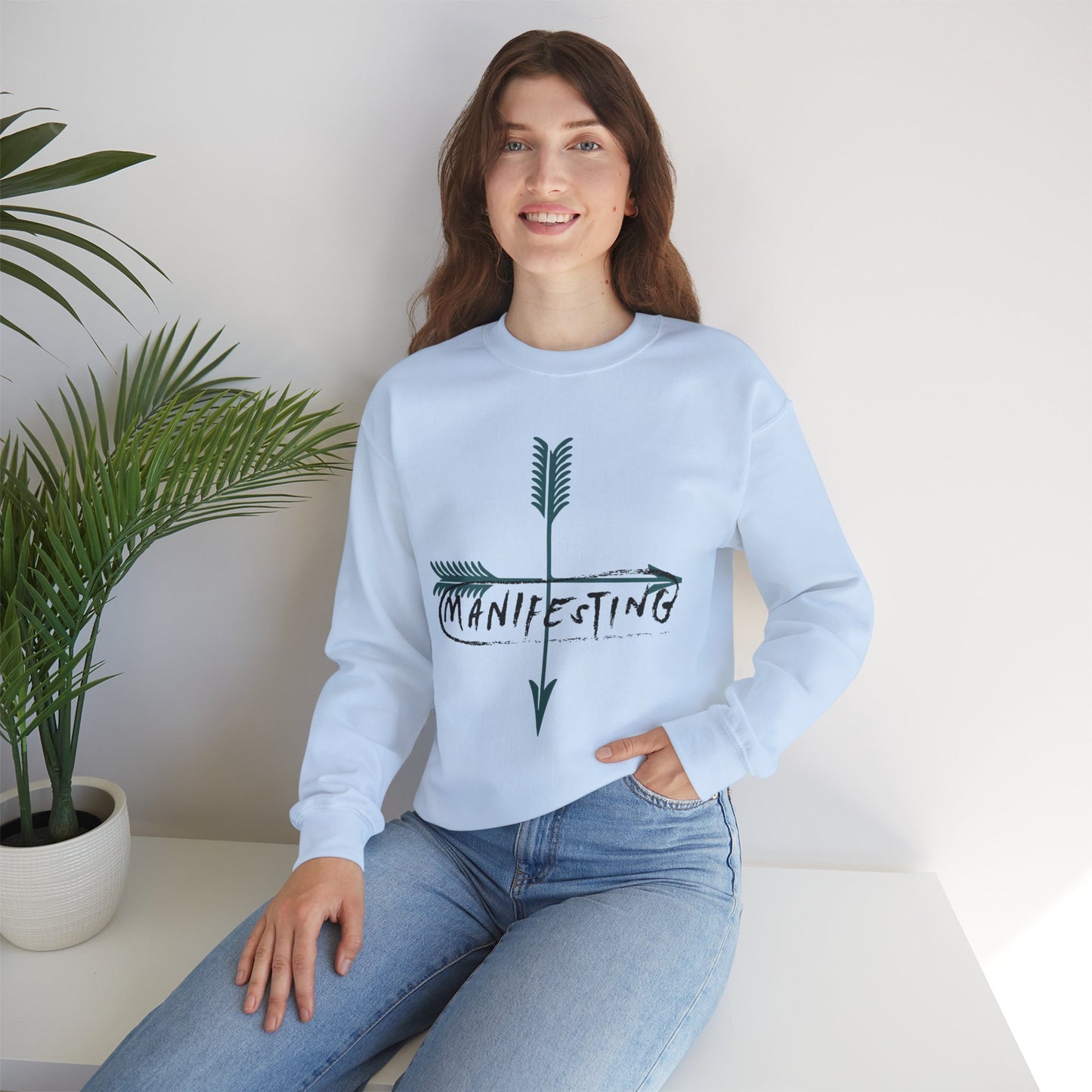 Manifesting Faith Crewneck Sweatshirt – Unisex Christian Comfort Wear | Inspirational Spiritual Gift | Cozy Faith-Based Loungewear