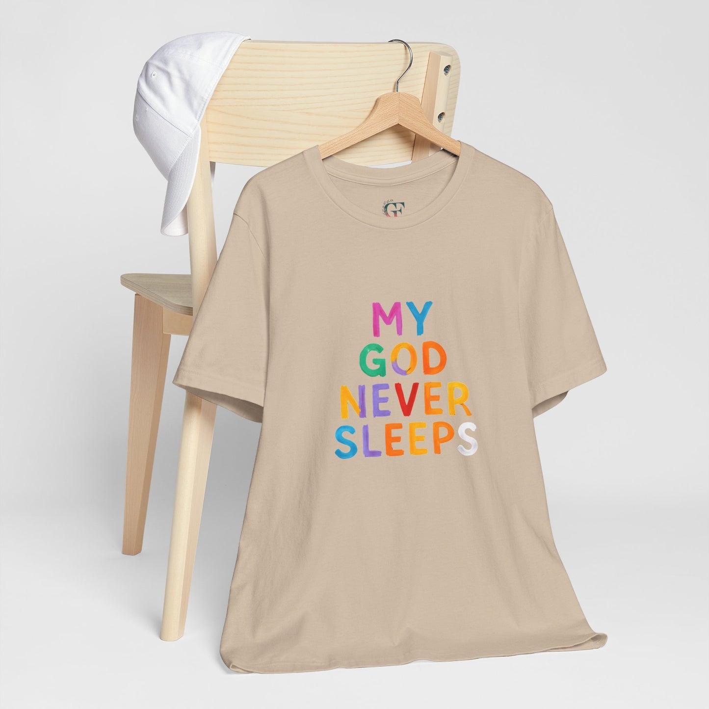 Colorful My God Never Sleeps Inspirational T-Shirt