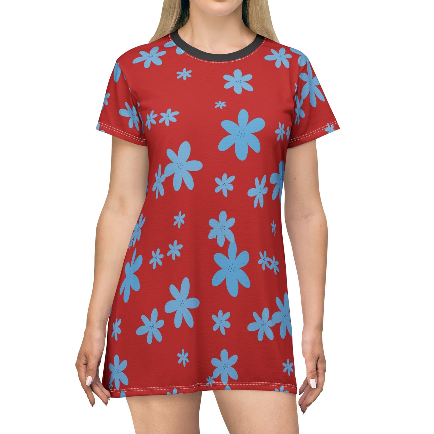 All-Over Print T-Shirt Dress for Women – Lightweight Casual Dress | Custom Cut & Sewn | Tagless, Comfy, Stylish Everyday Fit