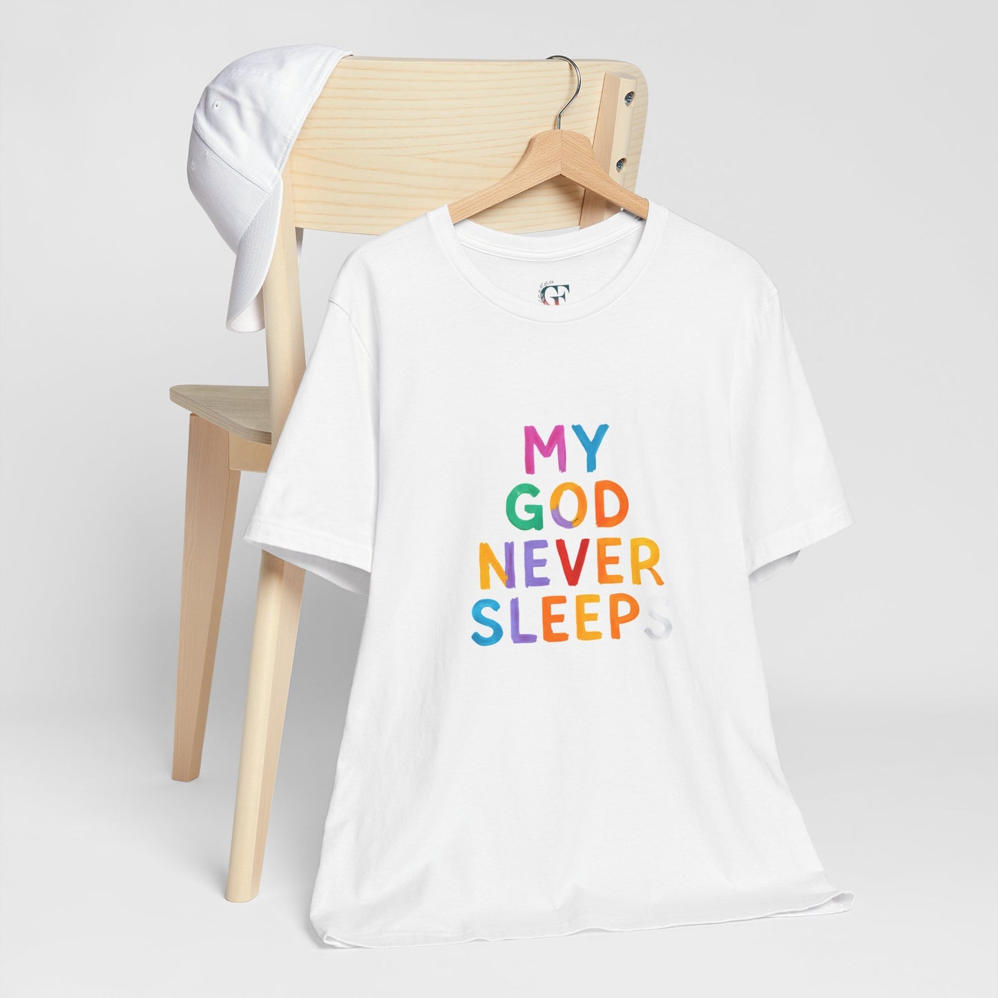 Colorful My God Never Sleeps Inspirational T-Shirt