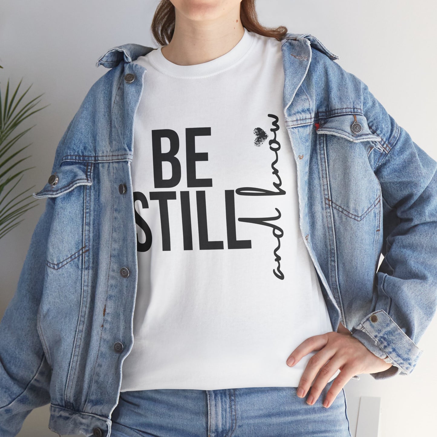 Inspirational Unisex Heavy Cotton Tee - "Be Still and Know" - Perfect for Mindfulness and Everyday Comfort