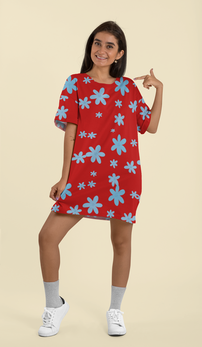 All-Over Print T-Shirt Dress for Women – Lightweight Casual Dress | Custom Cut & Sewn | Tagless, Comfy, Stylish Everyday Fit