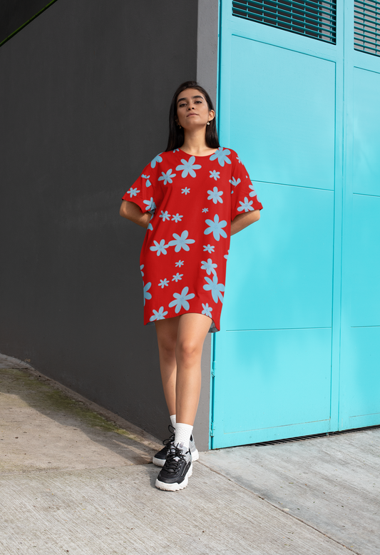 All-Over Print T-Shirt Dress for Women – Lightweight Casual Dress | Custom Cut & Sewn | Tagless, Comfy, Stylish Everyday Fit
